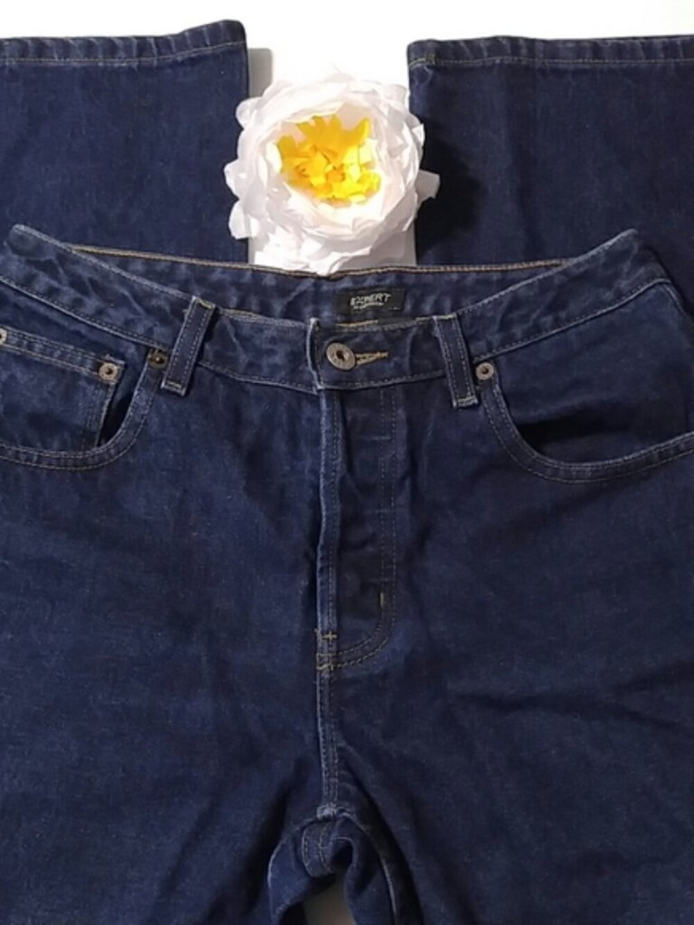 Expert by Evergreen SZ 6L 100% Cotton Button Fly Dark Wash Boyfriend Jeans
